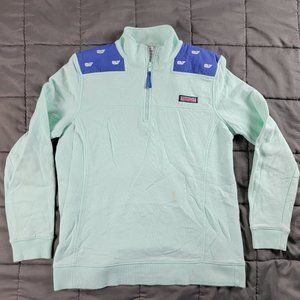 Vineyard Vines Womens Medium Green Embroidered Whale Shep Shirt Lightweight Warm